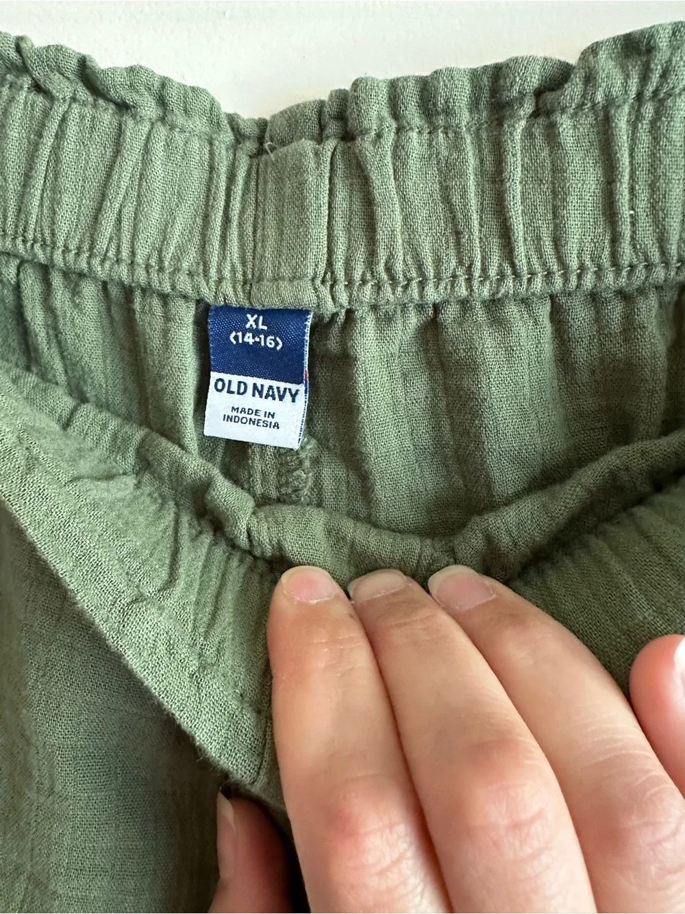 Girls Olive Green Lightweight Linen-Blend Shorts